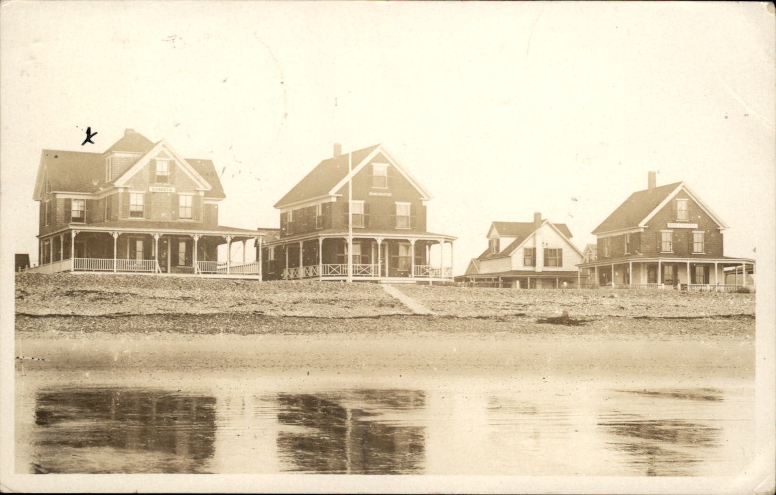 Wells Beach Maine ME Beach Houses c1920s-30s Real Photo Vintage Postcard bhn