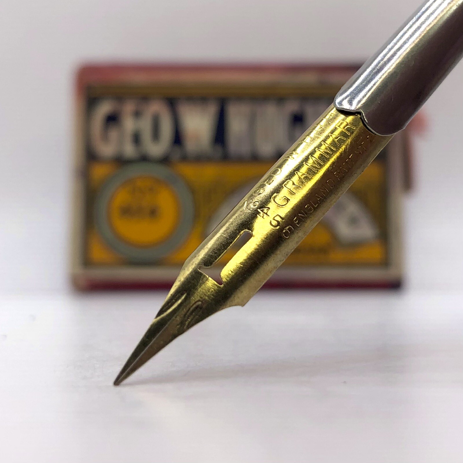 Geo W Hughes 456 Grammar Pen Nib - Vintage Gold Tone Dip Pen Nib Calligraphy