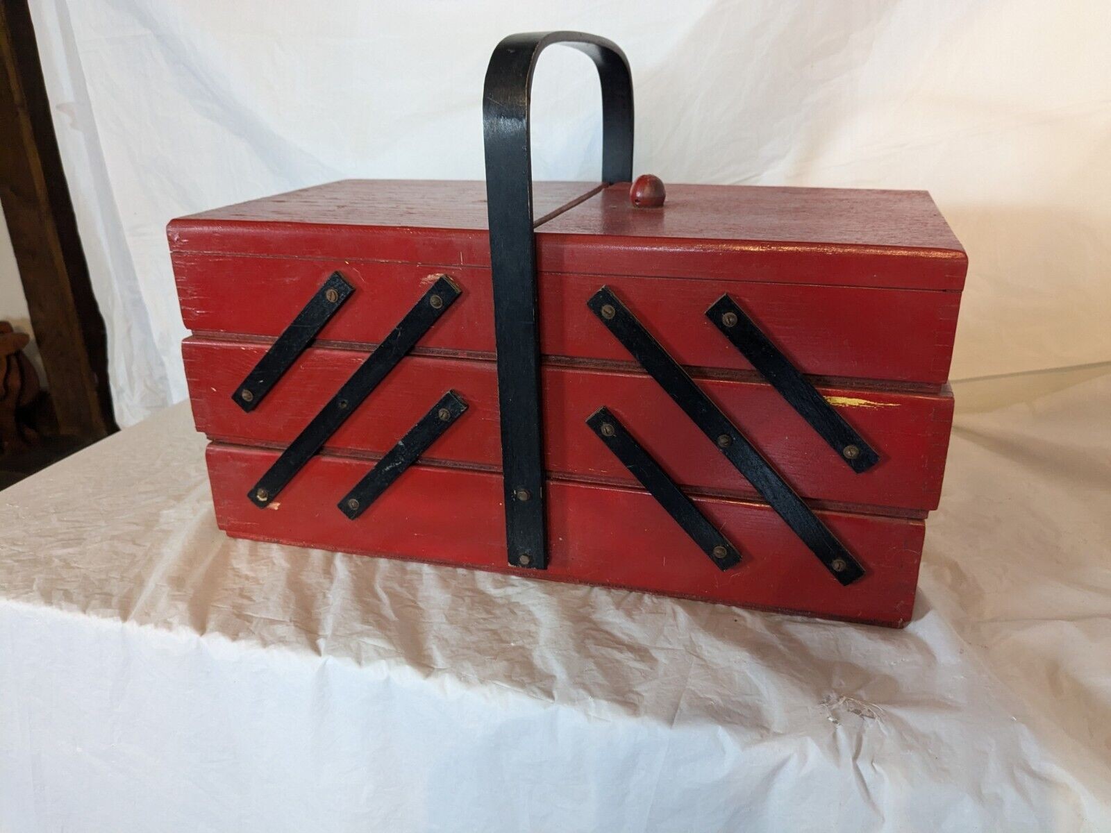 Old Vintage Sewing Box chest Strommen Bruk Haar Mid Century sew cabinet MCM Old Vintage Sewing Box chest Strommen Bruk Haar Mid Century sew cabinet MCM