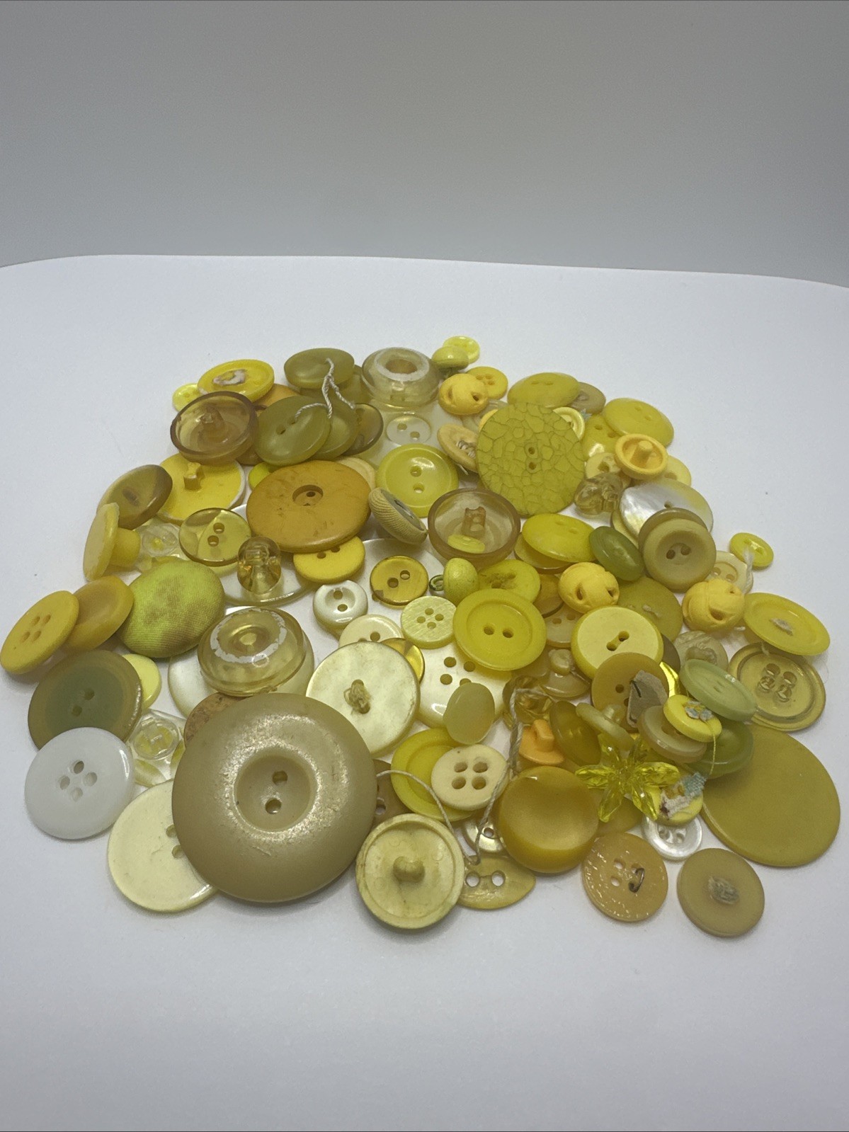 Vintage Yellow Buttons Mixed Button Lot Craft Sewing
