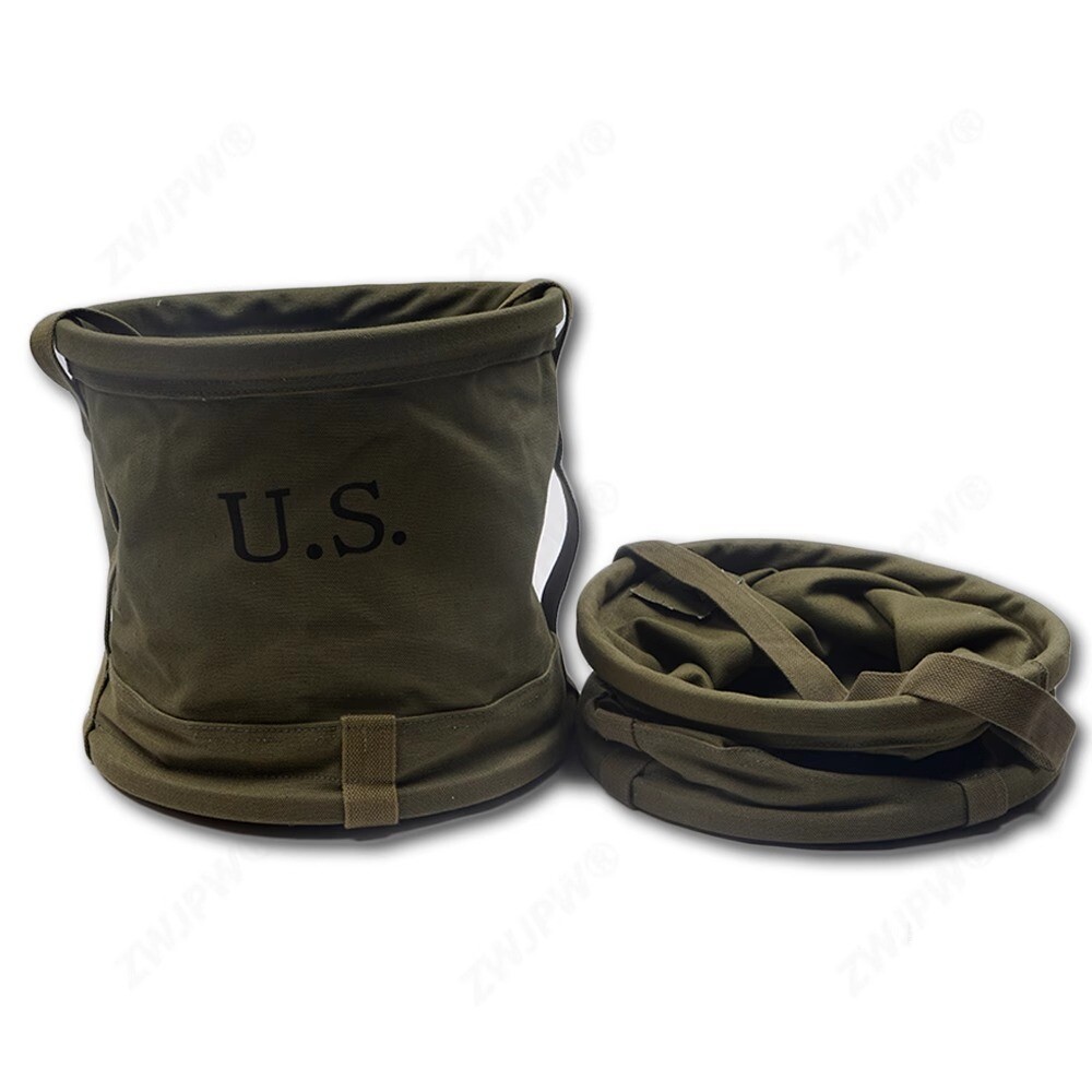 Tactical US Army Green Canvas Bucket Travel Hunting Tool Accessory 18L Cos Prop