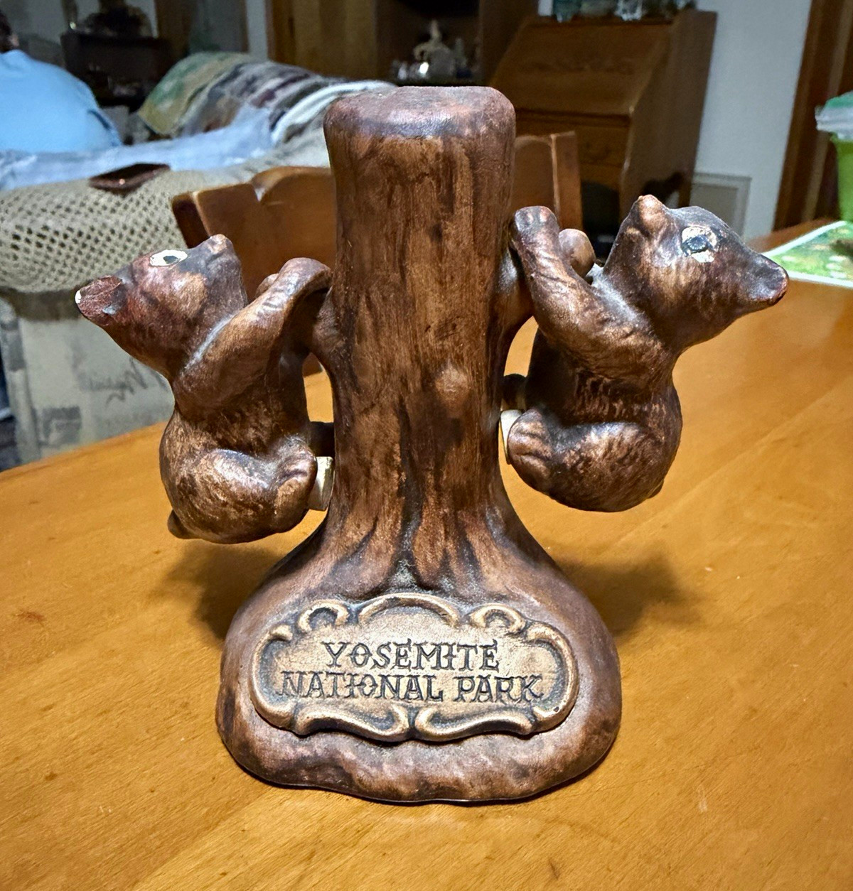 Yosemite National Park Bear Salt & Pepper Shakers with Tree Stump Holder Stand