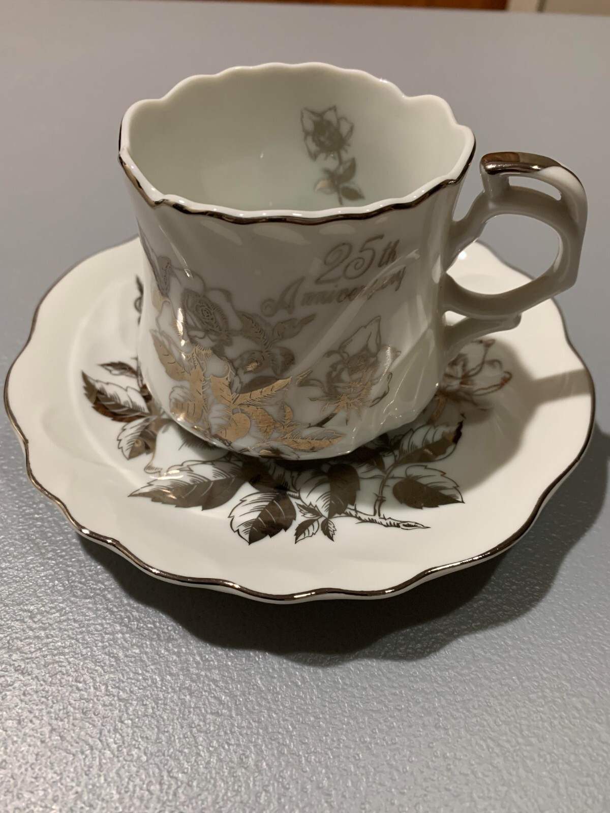 Royal Crown 1983 Anniversary Cup Saucer Set 25th Anniversary VTG Ararnt Imports Royal Crown 1983 Anniversary Cup Saucer Set 25th Anniversary VTG Ararnt Imports