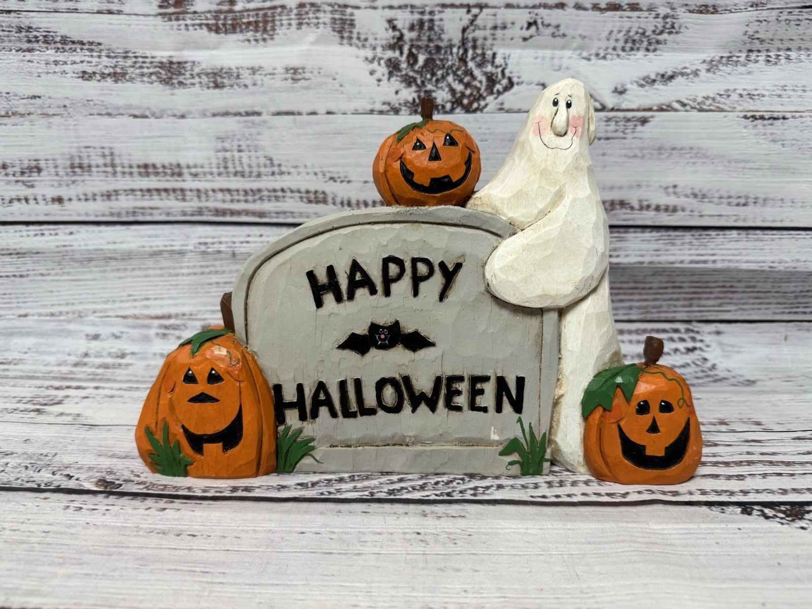 Vintage Eddie Walker Halloween Tombstone, Ghost and Jack 'O Lanterns Decoration