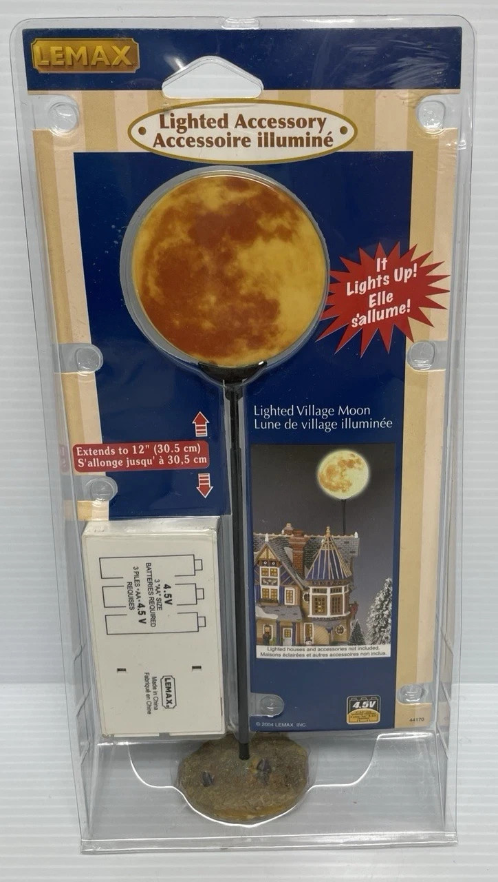 New 2004 Lemax Holiday Accessory Lighted Village Moon #44170 Extends to 12