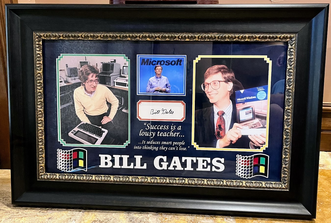 Bill Gates Autographed Card with 2 8×10 Photos – Framed, JSA LOA | Microsoft