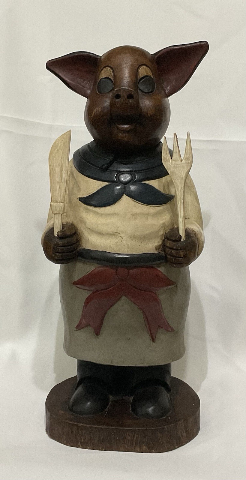 Rare VTG Mandalay Box Company 22” Solid Wood Chef Pig Figure Made In Thailand Rare VTG Mandalay Box Company 22” Solid Wood Chef Pig Figure Made In Thailand