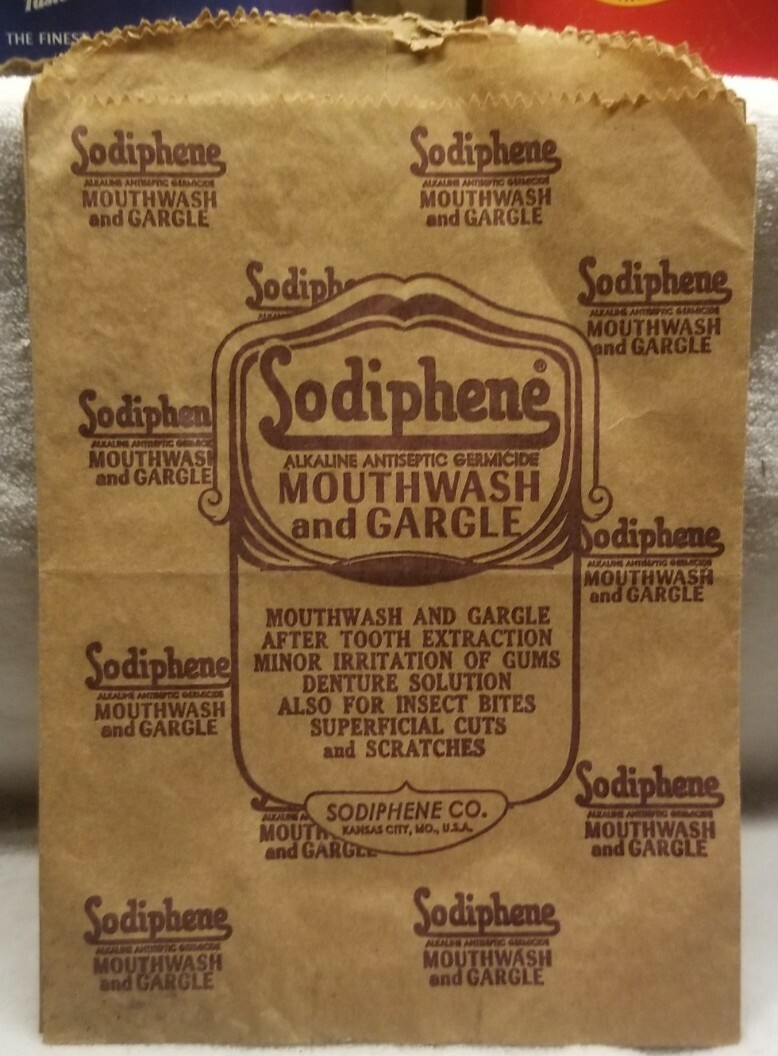 Sodiphene Mouthwash And Gargle Sodiphene Co Kansas City Missouri Advertising Bag