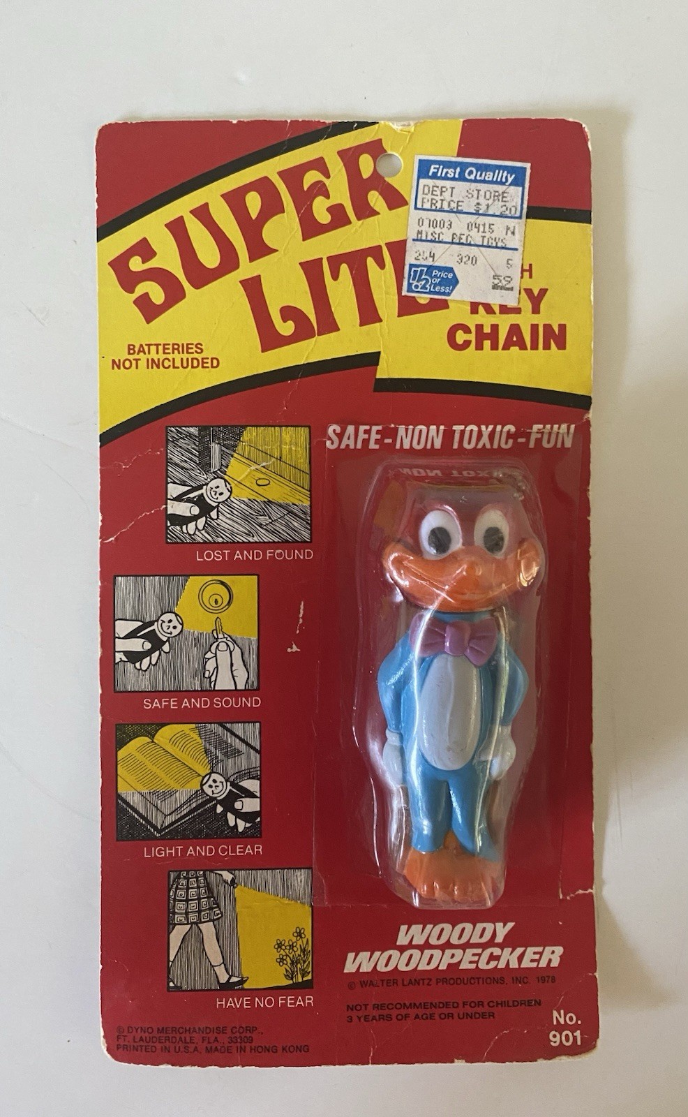 Vintage 1978 Woody Woodpecker Super Lite & Key Chain NEW