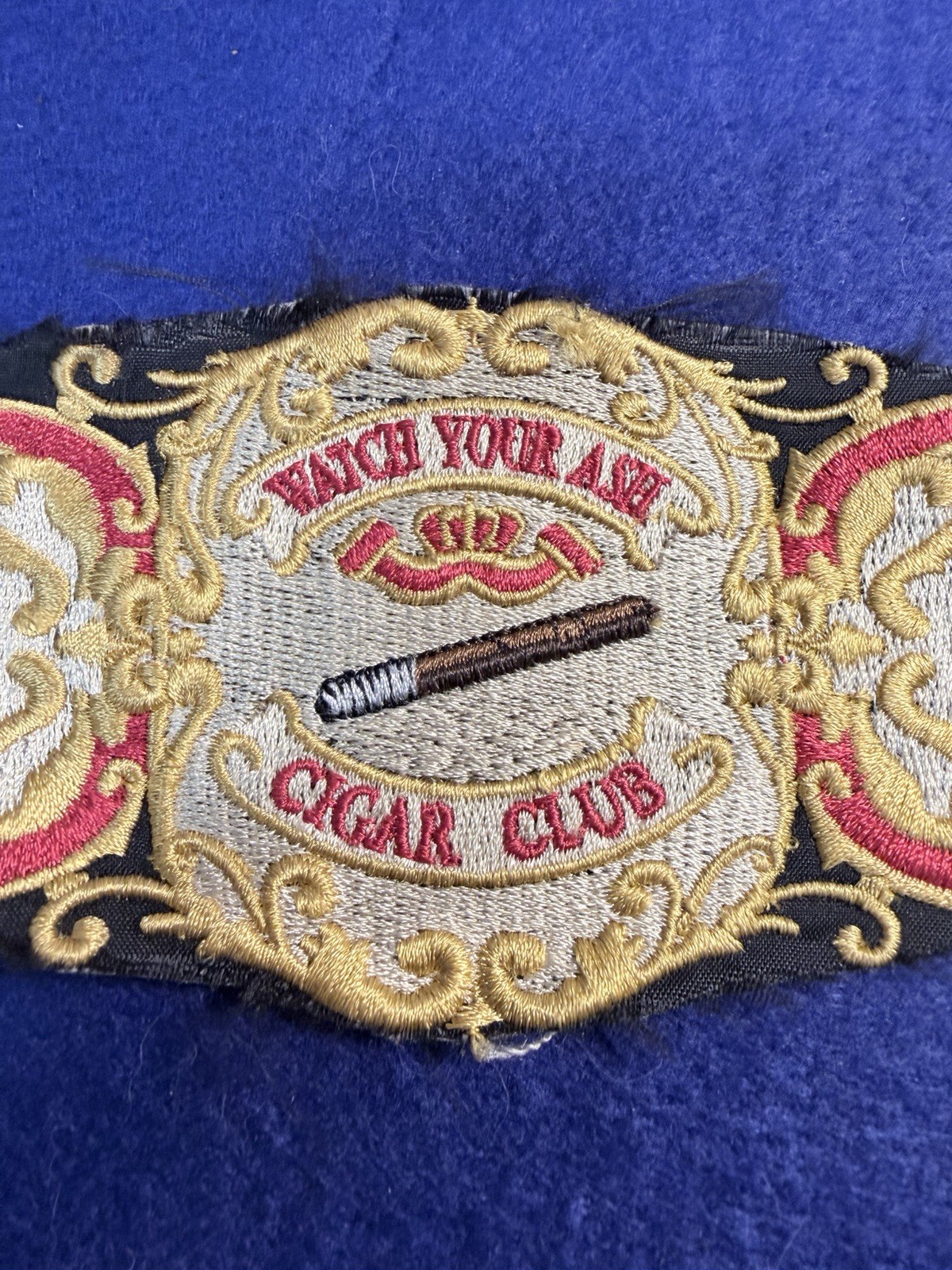 Vintage Watch Your Ash Cigar Club Embroidered Patch Magnet Tobacciana