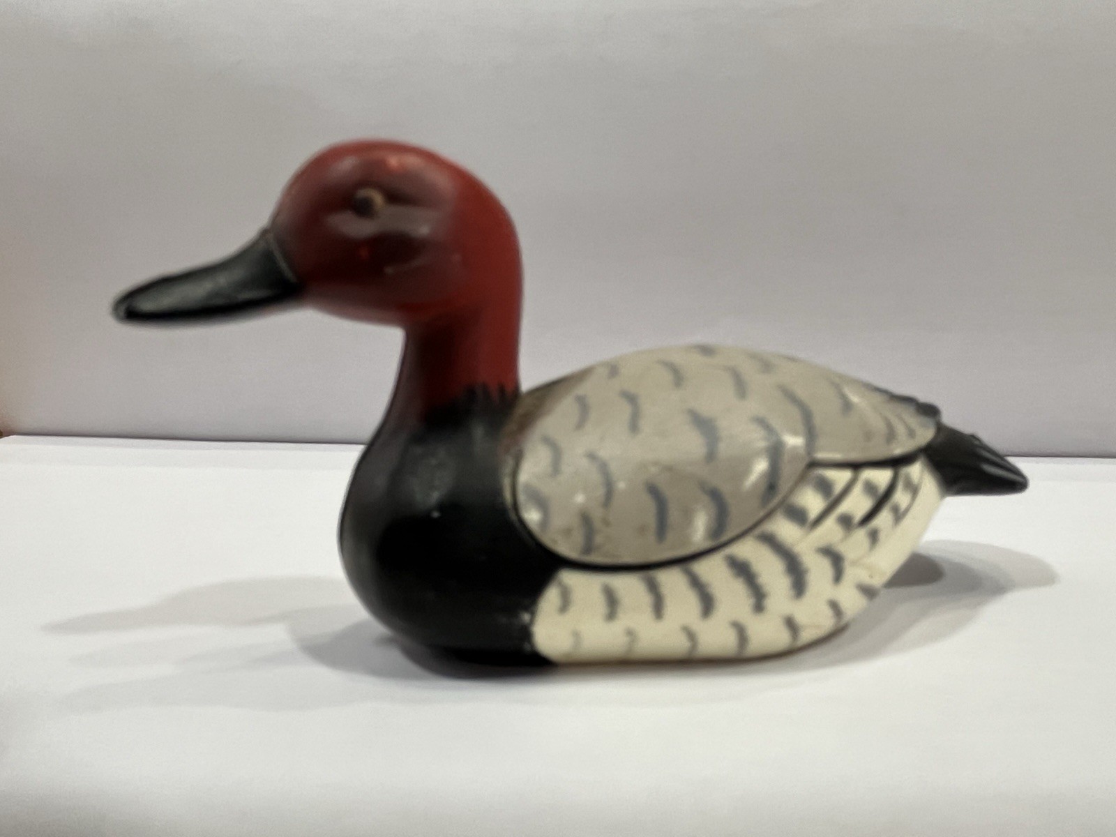 Vintage 1980 Enesco Miniature Redhead Duck Drake Decoy Figurine – 3\