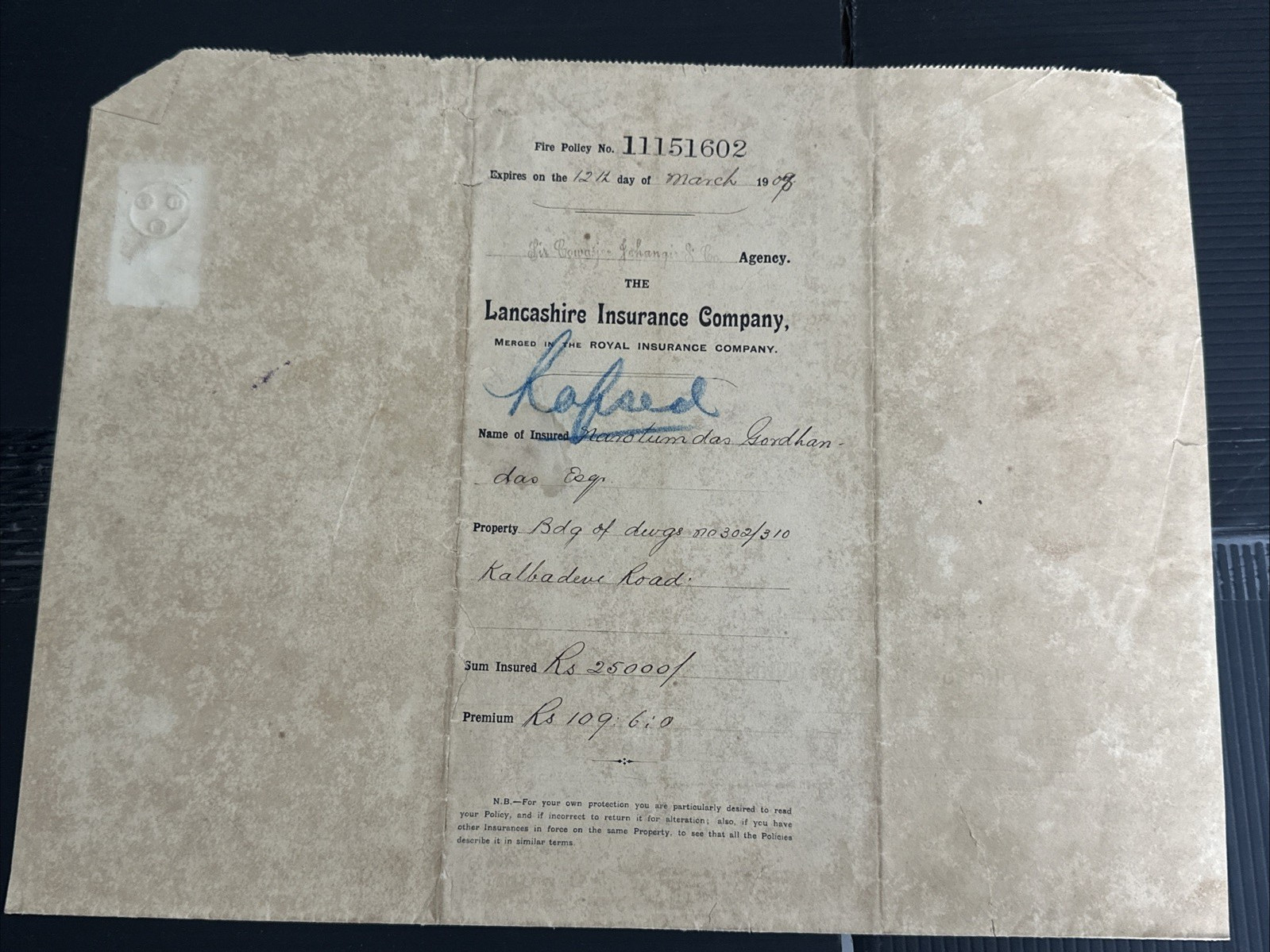 Lancshire Insurance Company policy brouchure