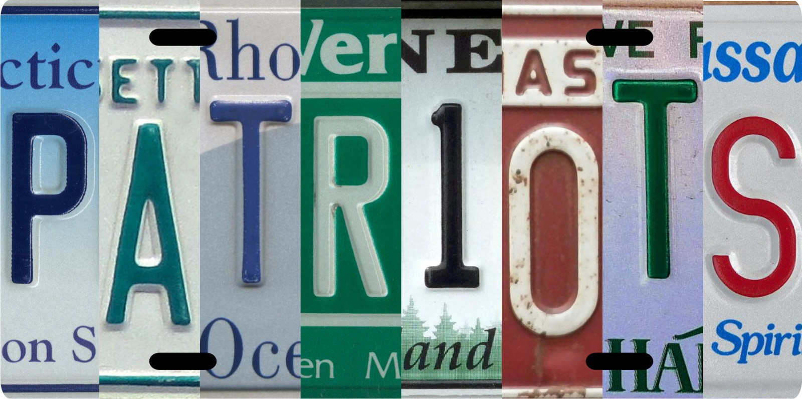 New England Patriots License plate collage with New England State plates New England Patriots License plate collage with New England State plates