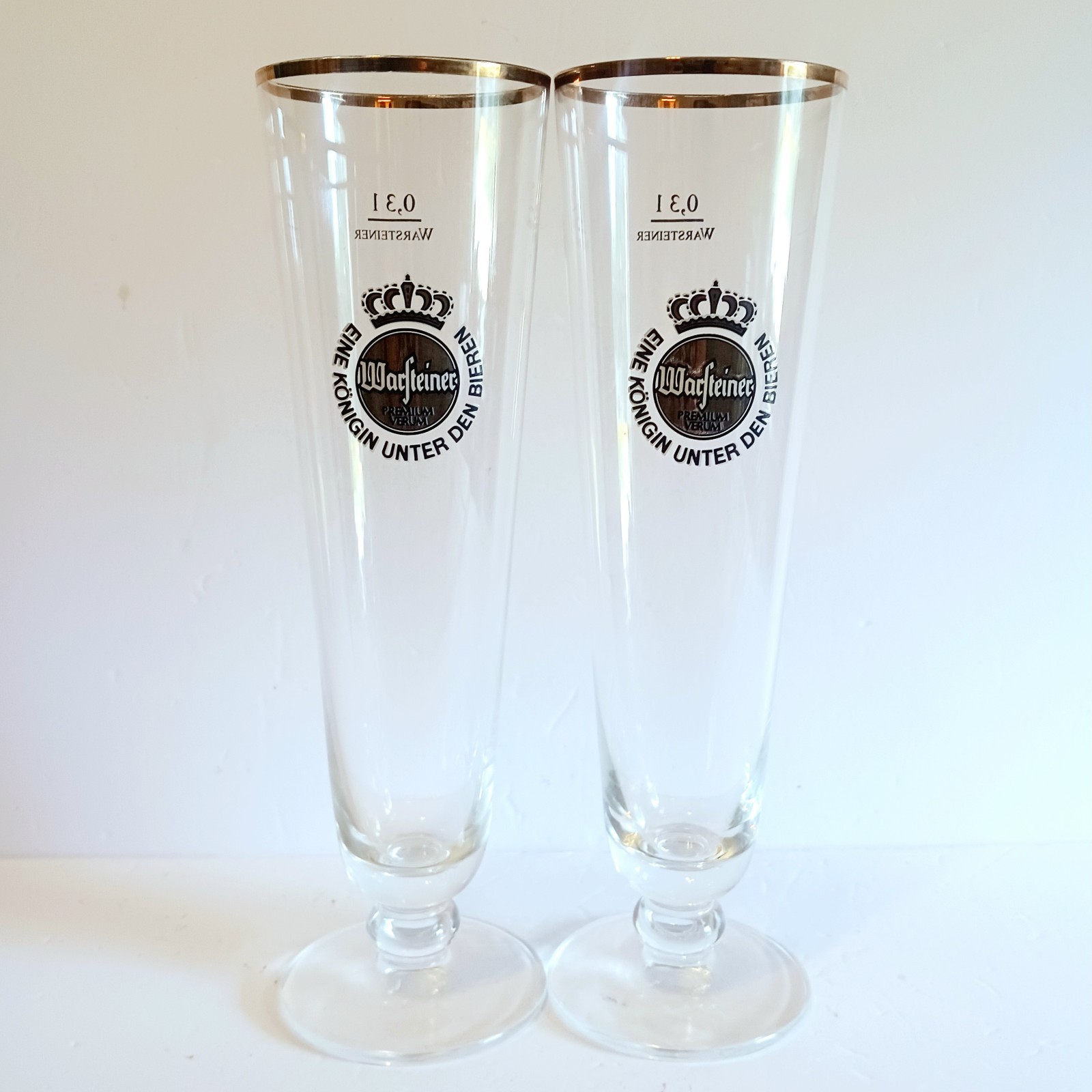Warsteiner Premium Pilsner Glasses Set Of 2 0.3L Germany Crystal 9in Fluted 