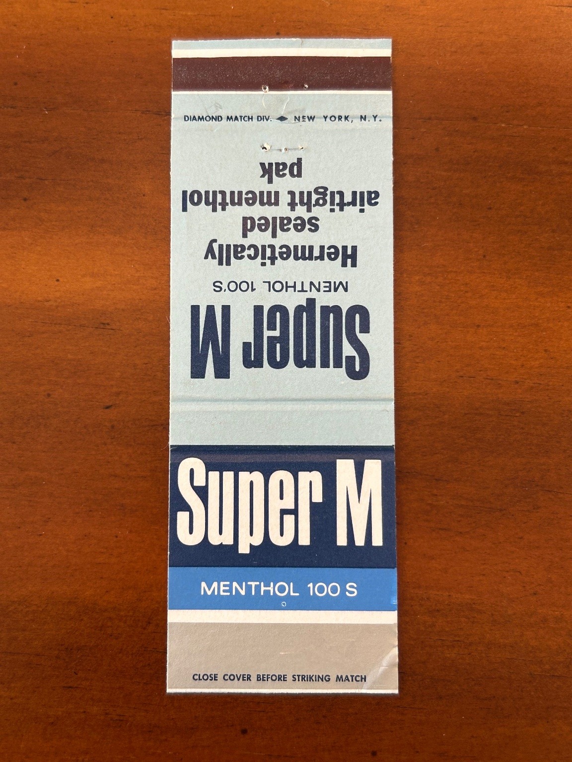 Vintage Super M Menthol 100 S Diamond Matchbook Cover NYC Advertising