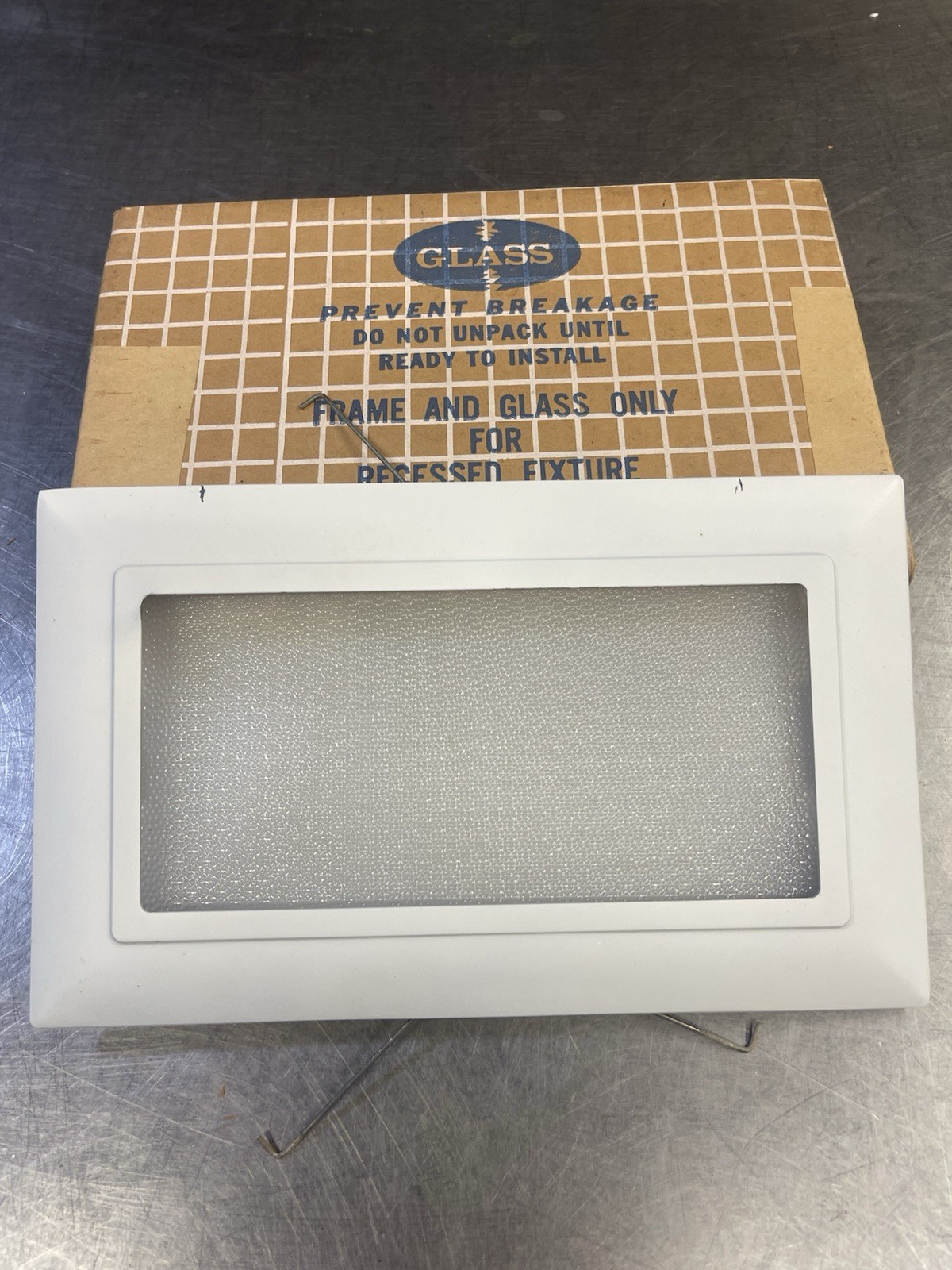 Vintage NOS Nutonte 6x10 MCM Recessed Light Trim & Glass Lens Ceiling Light