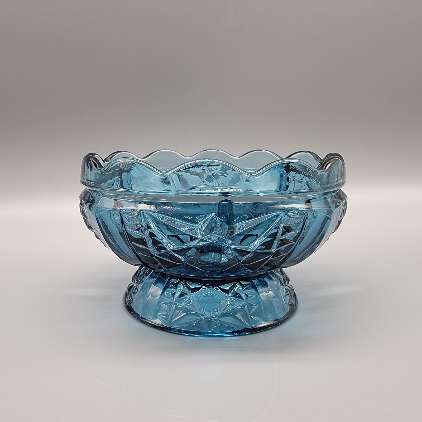 Vintage Indiana Glass Stars and Bars Blue Fairy Lamp - BASE ONLY Vintage Indiana Glass Stars and Bars Blue Fairy Lamp - BASE ONLY
