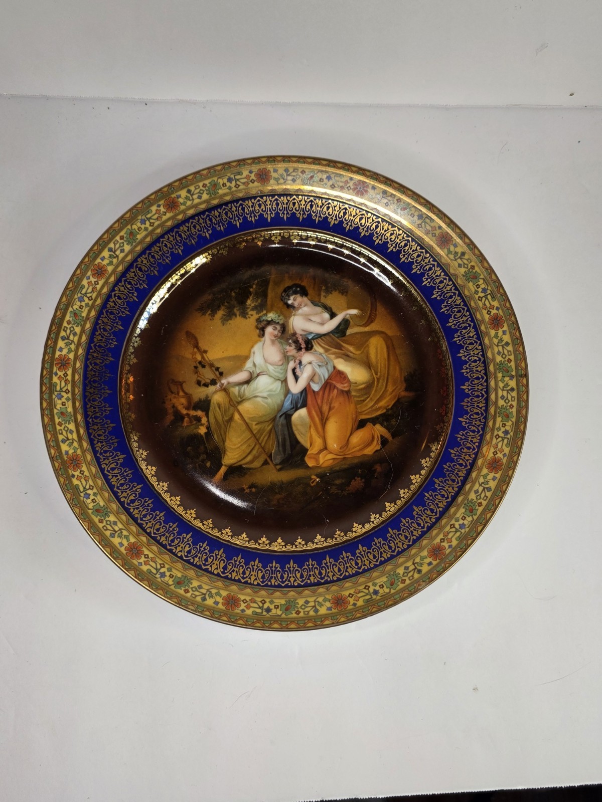 Antique EPIAG Czechoslovakia Porcelain Wall Plate-cobalt & gilt accents c. 1925