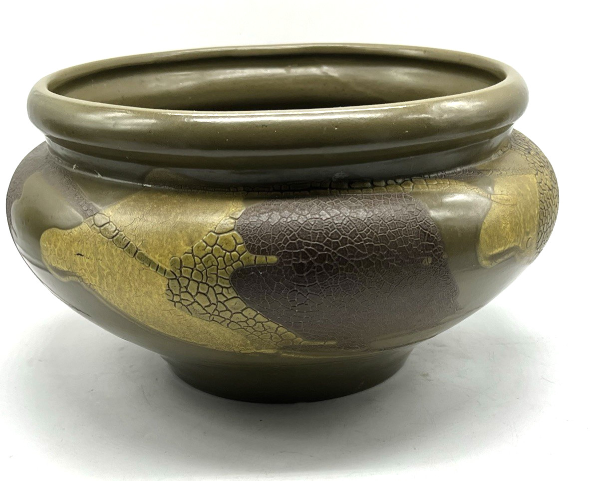 Vtg 1970s Large Haeger Earth Wrap Planter Bowl Lava Drip Glaze