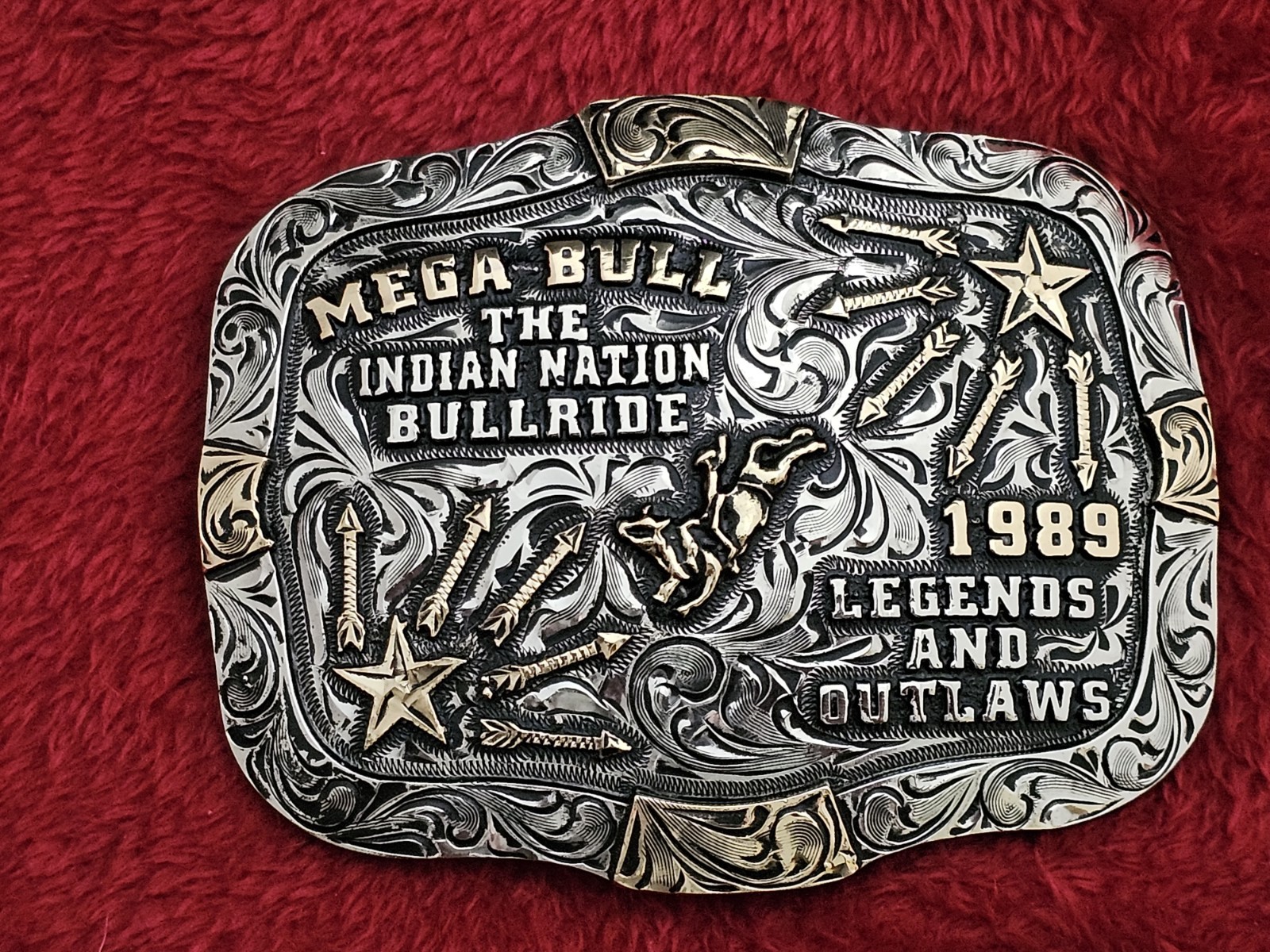 Indian Mega Bull Riding☆1989☆ RODEO X~TREME CHAMPION☆☆TROPHY BUCKLE☆Rare☆709
