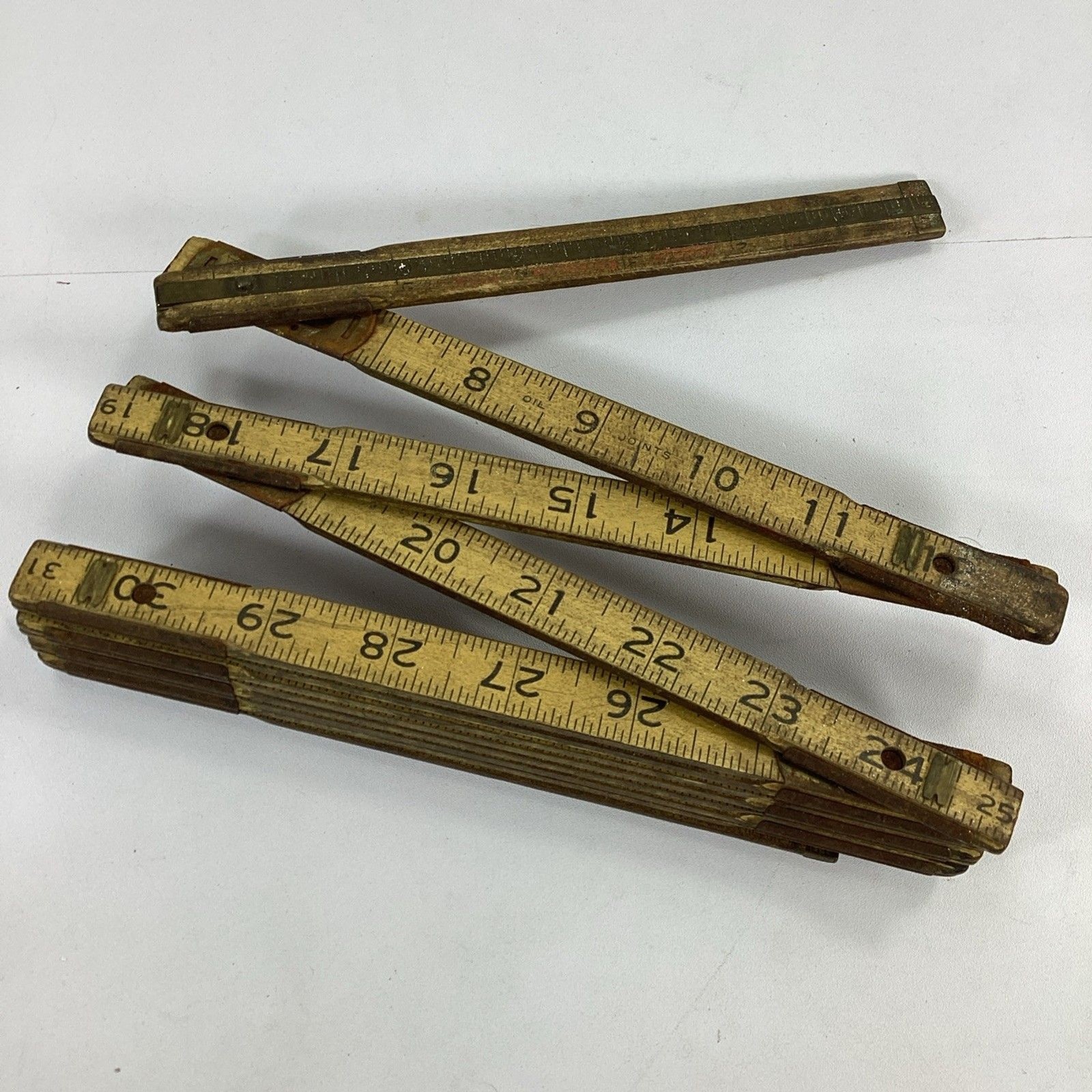 Vintage Lufkin Zig Zag Extension Rule Folding Wood Ruler