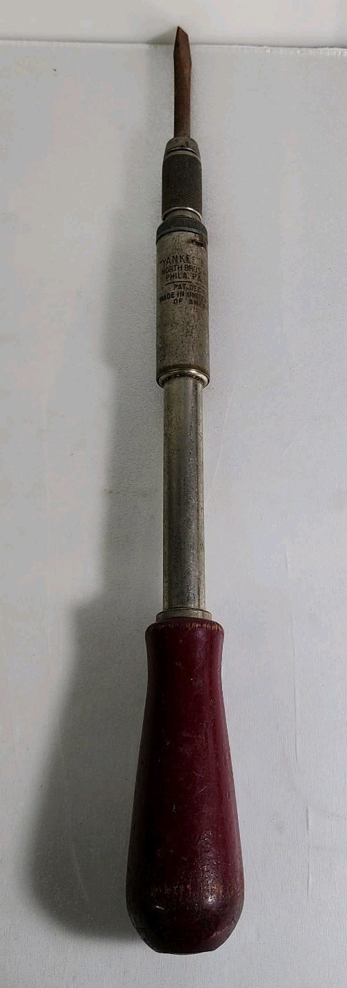 Vintage Stanley Yankee No. 130A Ratcheting Pump Screwdriver Wooden Handle