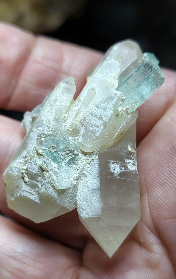 Rare Vanadium  Beryl on and in Quartz DOUBLE TERMINATED CLUSTER Nasawawa Nigeria