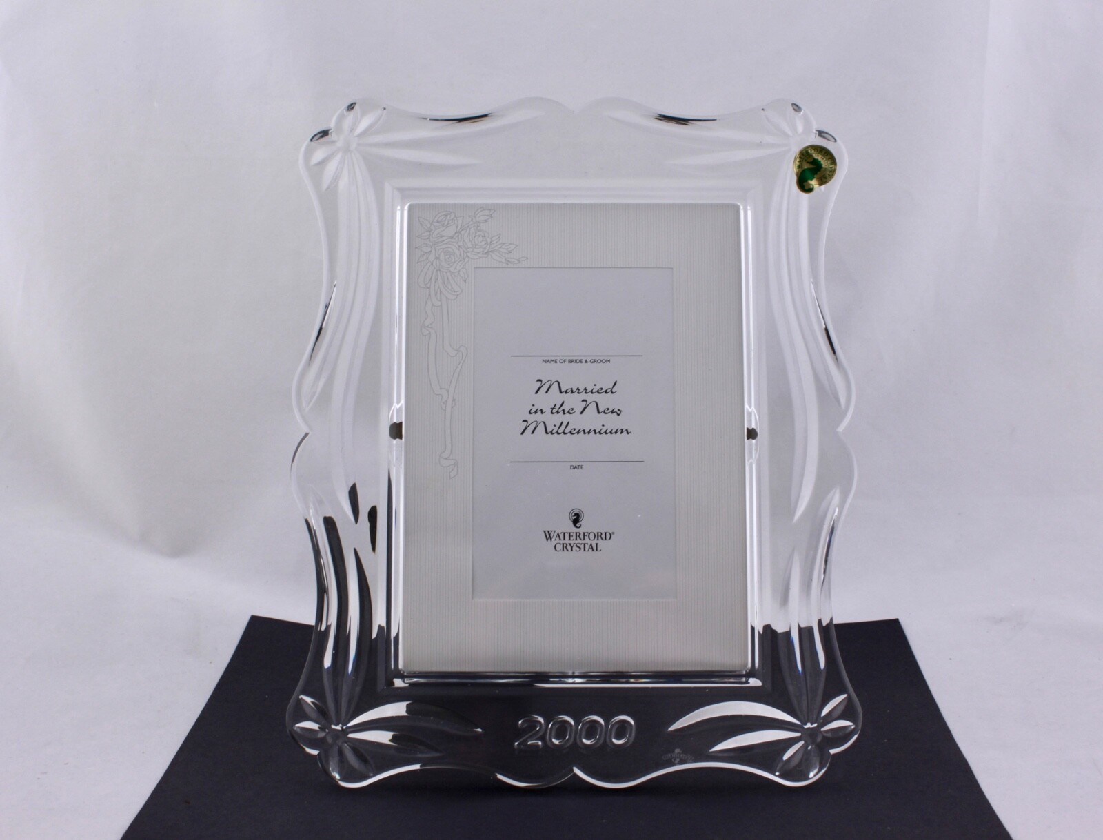 WATERFORD CRYSTAL MARRIED IN THE NEW MILLENNIUM 5”X7” PICTURE FRAME - MINT
