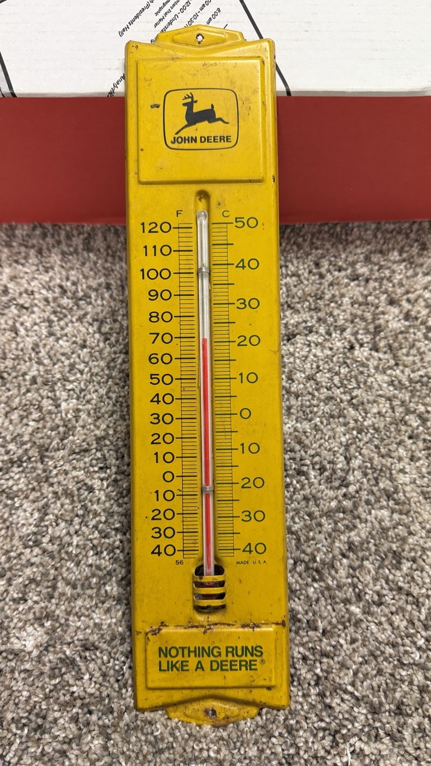 Vintage 1956 John Deere Advertising Metal Thermometer Sign Nothing Runs Like A Vintage 1956 John Deere Advertising Metal Thermometer Sign Nothing Runs Like A