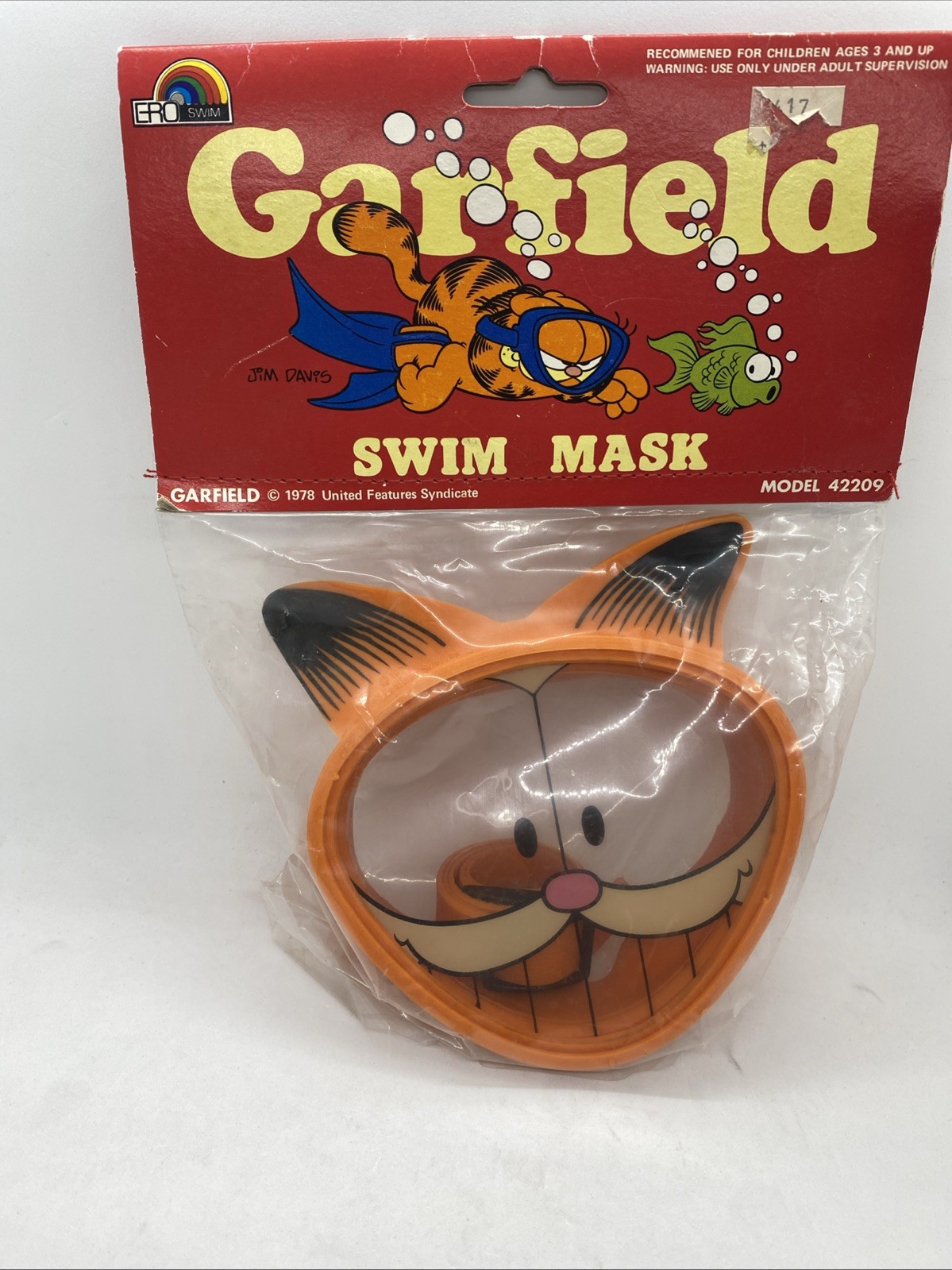 Garfield Vintage Swim Mask For Children 1978 Ero Industries Brand New Sealed