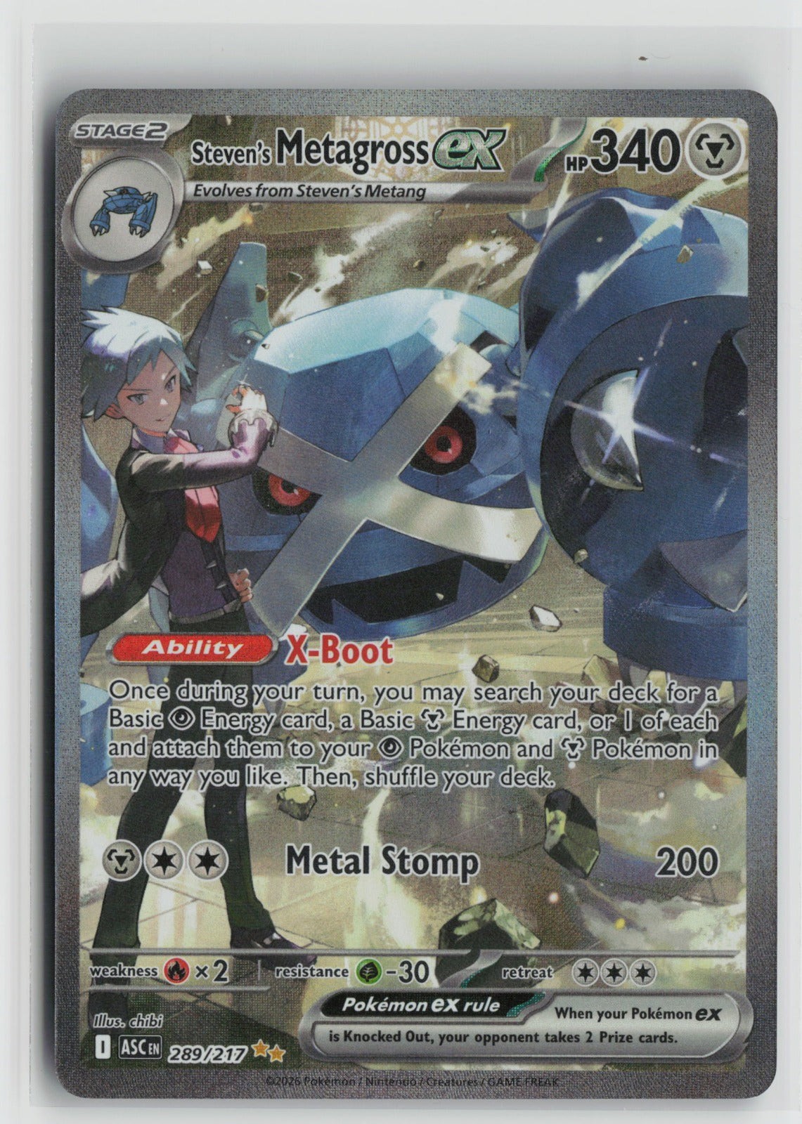 Steven's Metagross ex Special Illustration Rare Holo ASC 289/217 NM