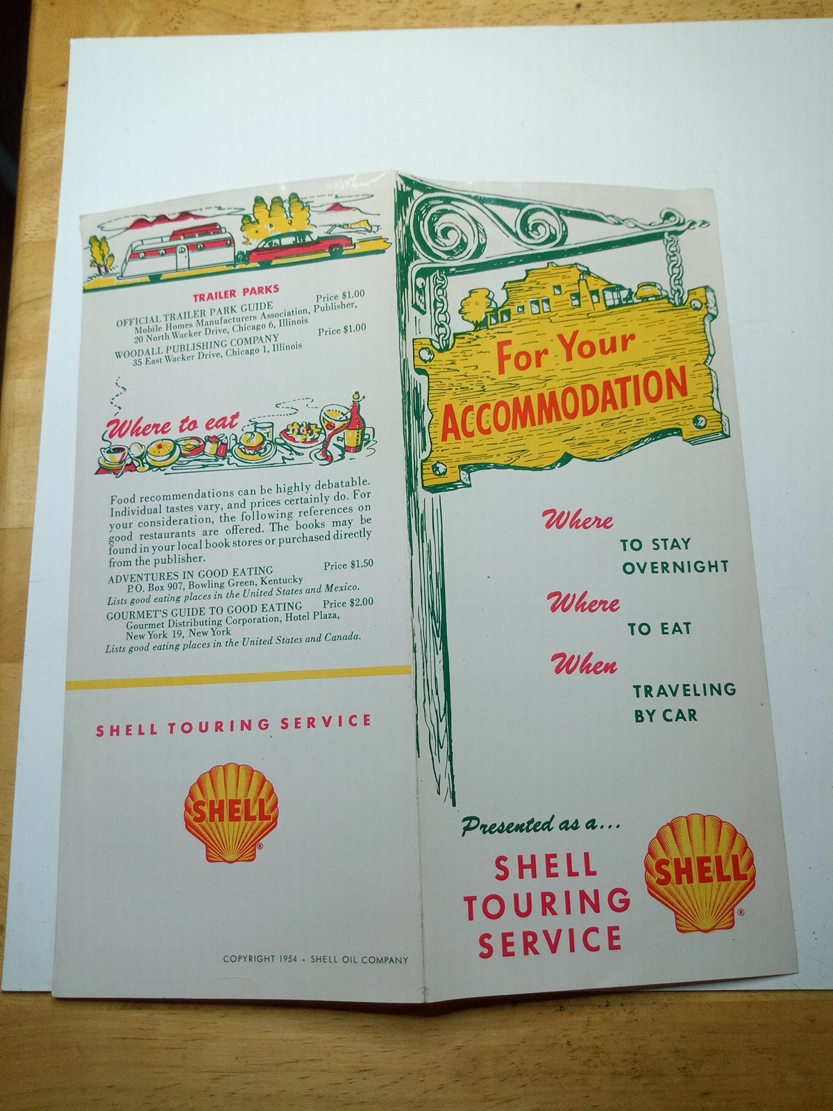 Shell Touring Service 1954 For Your Accommodations Pamphlet