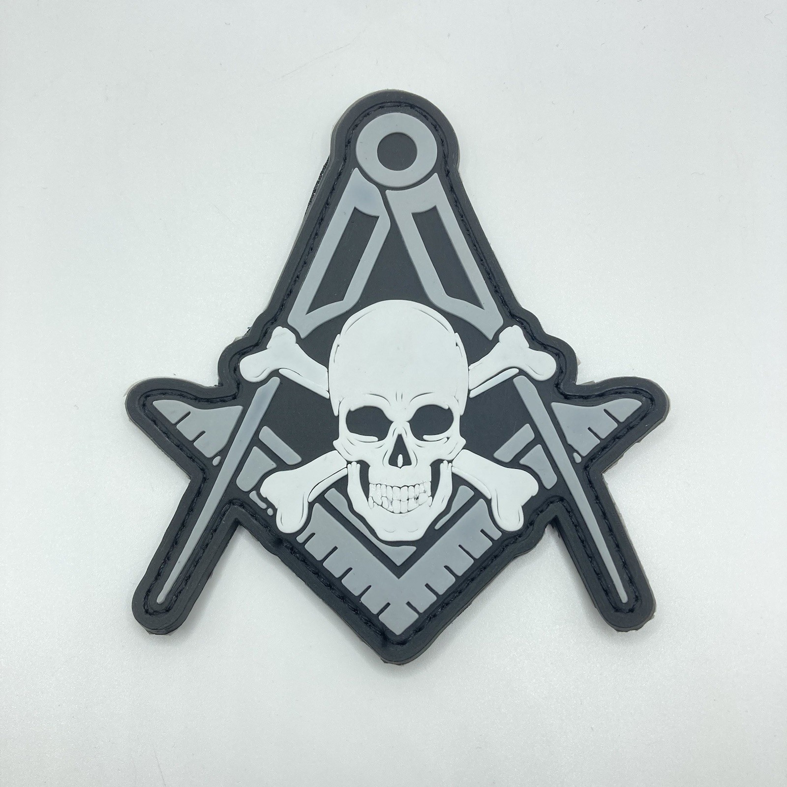 Masonic Freemason Square and Compass Skull Memento Mori PVC Tactical Patch