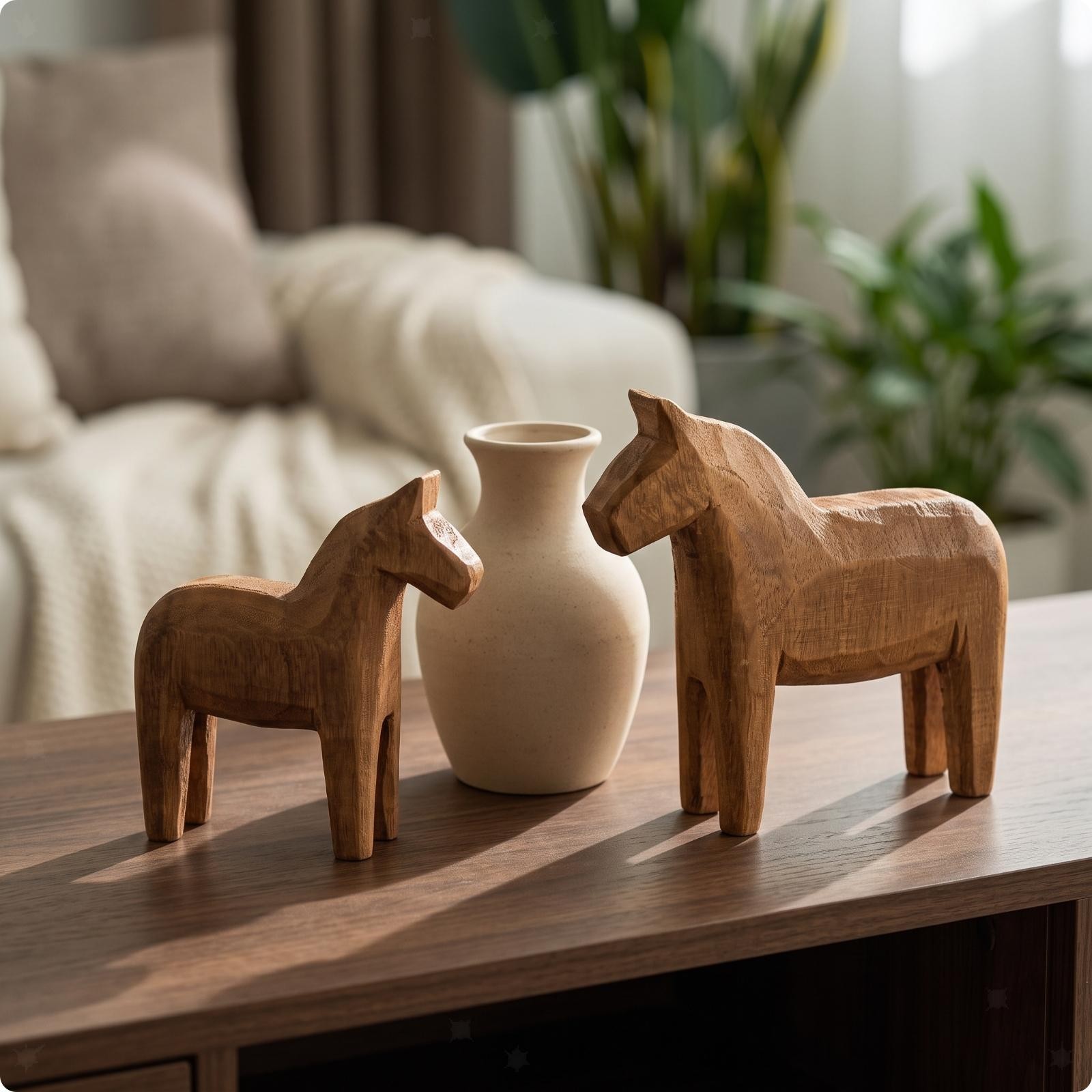 2 Pieces Fir Wood Horse Figurine Rustic Statue Decorative for Shelf 2 Pieces Fir Wood Horse Figurine Rustic Statue Decorative for Shelf