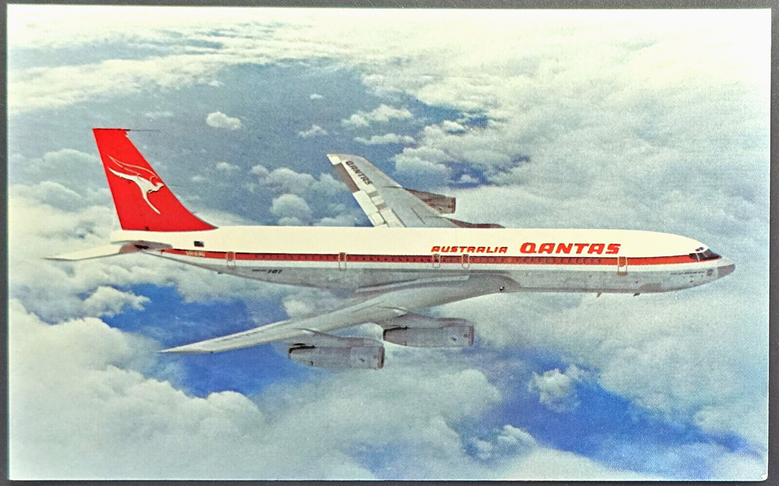 Qantas Boeing 707 Postcard – Classic Jetliner in Flight – Australia