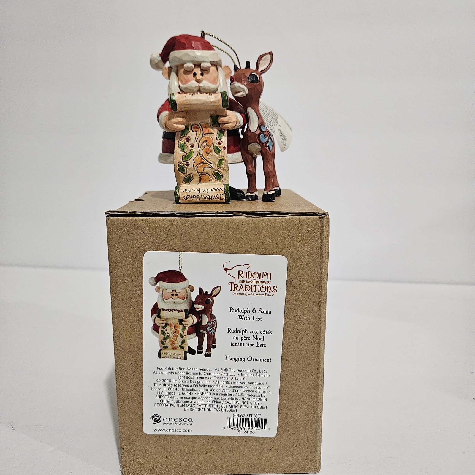 JIM SHORE Rudolph & Santa With List Ornament NEW Enesco Rudolph Traditions Rare
