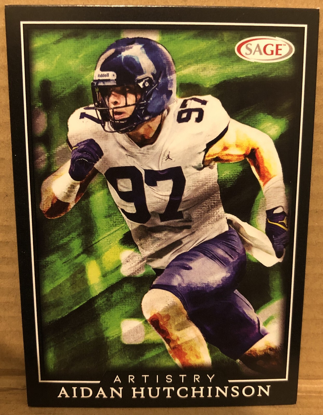 AIDAN HUTCHINSON(UNIVERSITY OF MICHIGAN)2022 SAGE BLACK ARTISTRY ROOKIE CARD AIDAN HUTCHINSON(UNIVERSITY OF MICHIGAN)2022 SAGE BLACK ARTISTRY ROOKIE CARD