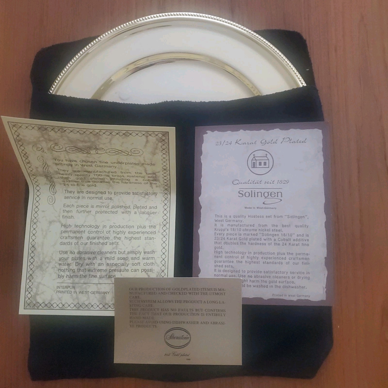Vintage Solingen Sheraton 23/24K Gold Plated Service Underplate Charger