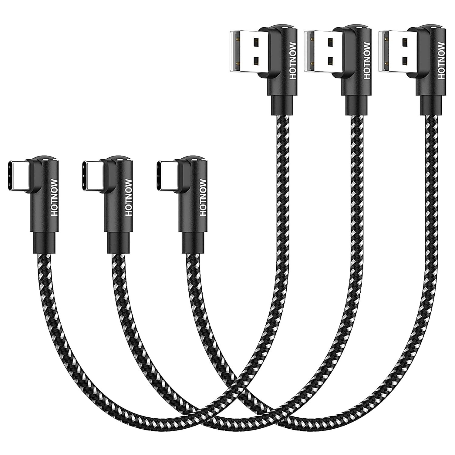 USB to USB C Cable 90 Degree 1FT 3Pack, Short Right Angle USB C Cable Black 3 USB to USB C Cable 90 Degree 1FT 3Pack, Short Right Angle USB C Cable Black 3