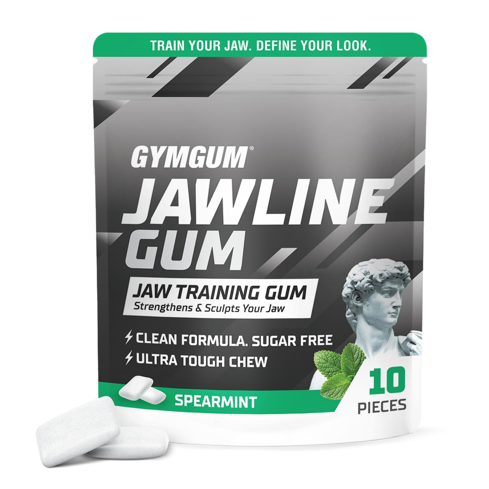 GYMGUM 10x Hard Jawline Gum, Jaw Exerciser, Trainer, 10 Count (Pack of 1)