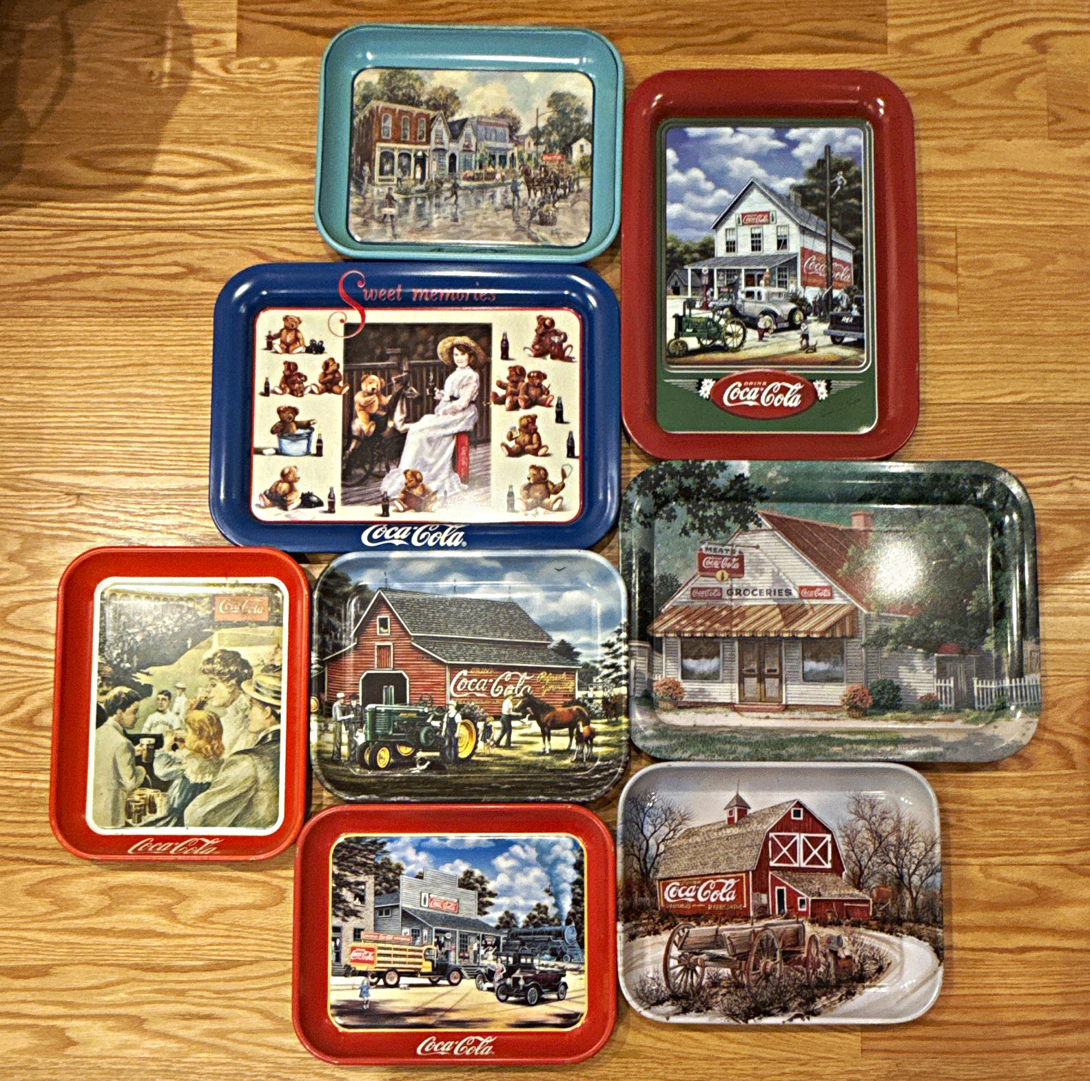 Vintage Coca-Cola Lot of 8 Advertising Trays - 90s/00s