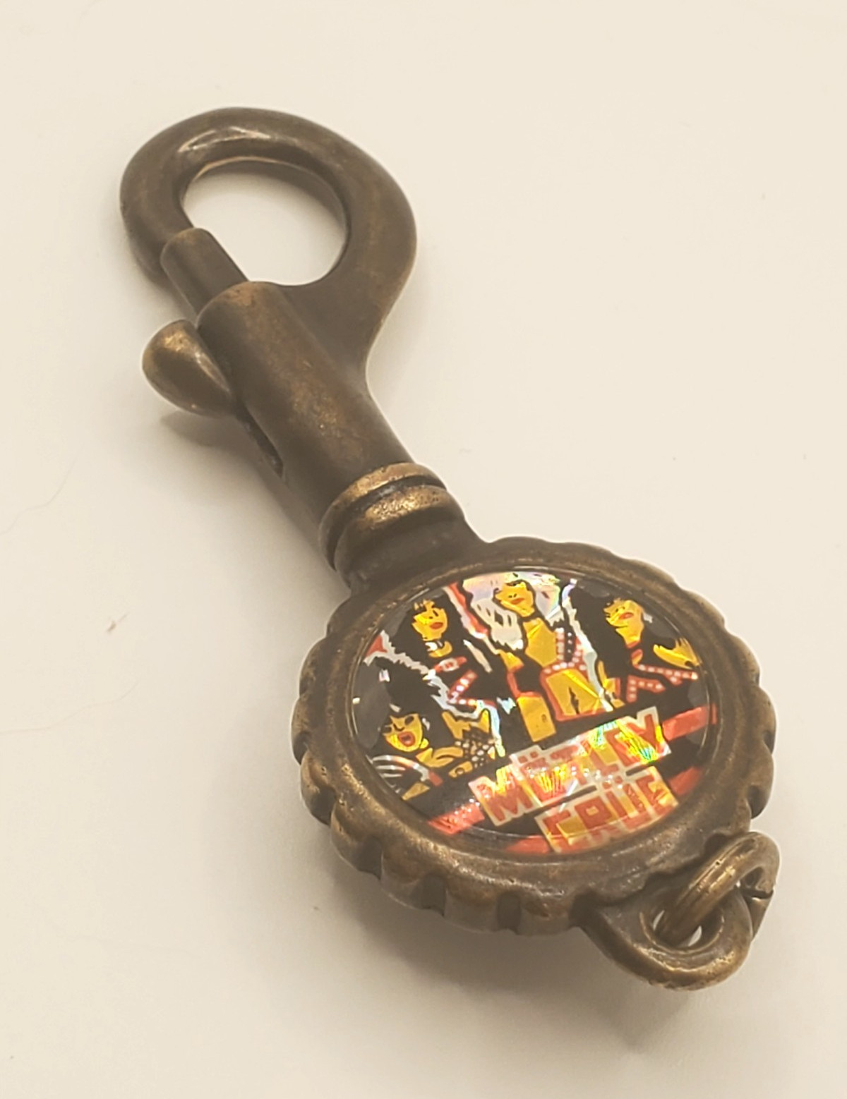 Vintage Mötley Crüe Metal Clip Keychain, Can Opener 