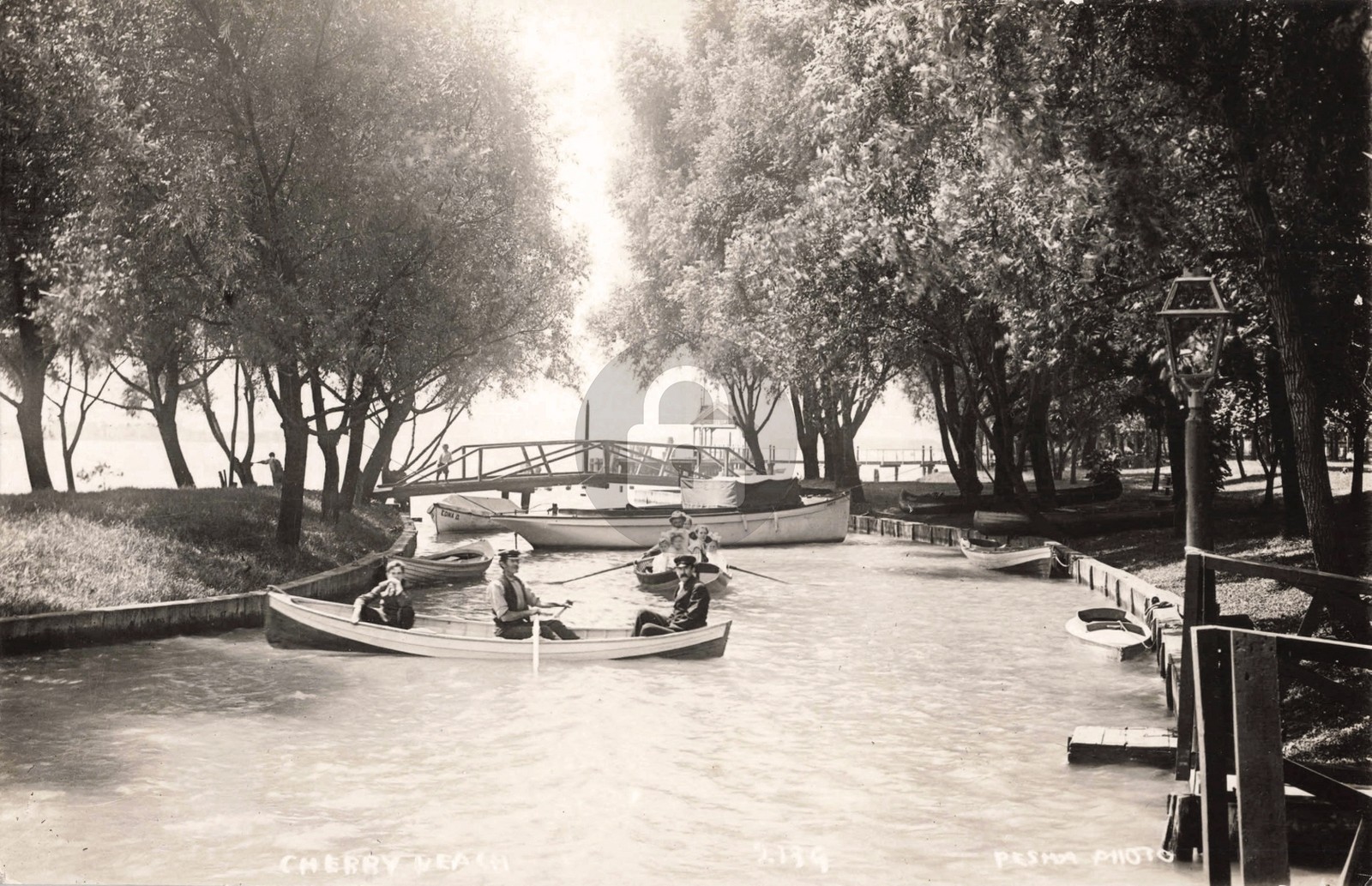 Boating at Cherry Beach MI Michigan RPPC Photo Postcard COPY