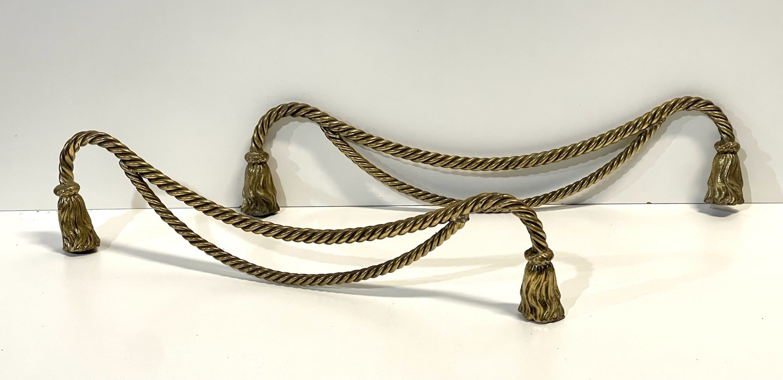 Vintage Pair Italian Gilt Metal Or Brass Rope And Tassel Decorations Vintage Pair Italian Gilt Metal Or Brass Rope And Tassel Decorations