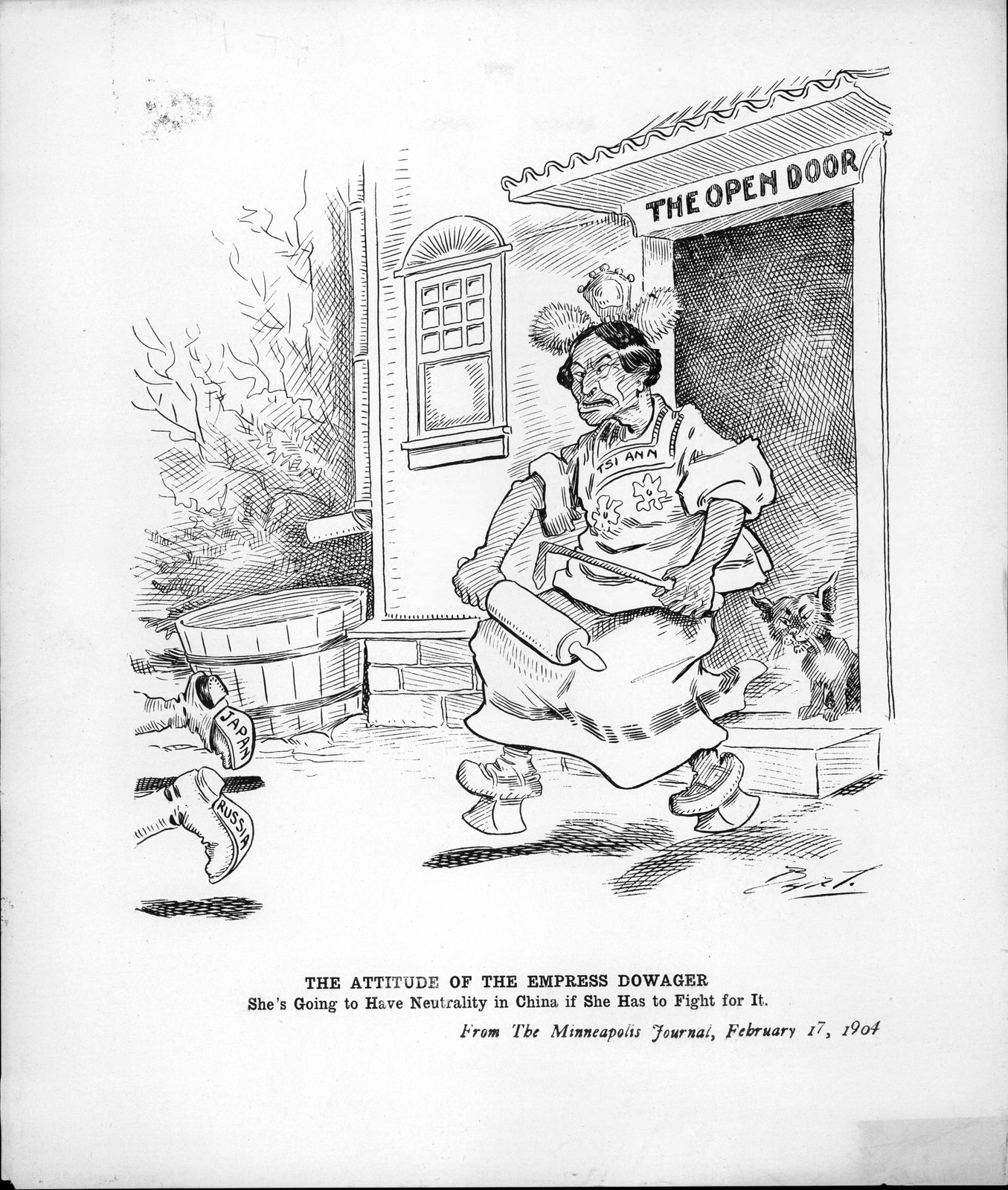 Empress Dowager Cixi 1904 Vintage Political Cartoon Reprint Wall Art