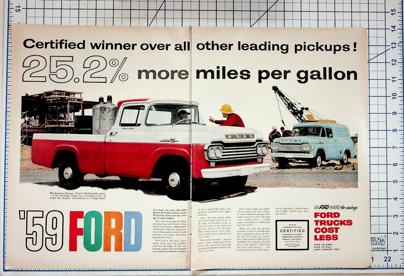 1959 Ford F-100 Pickup Truck Van Vintage Original Magazine Ad Ephemera