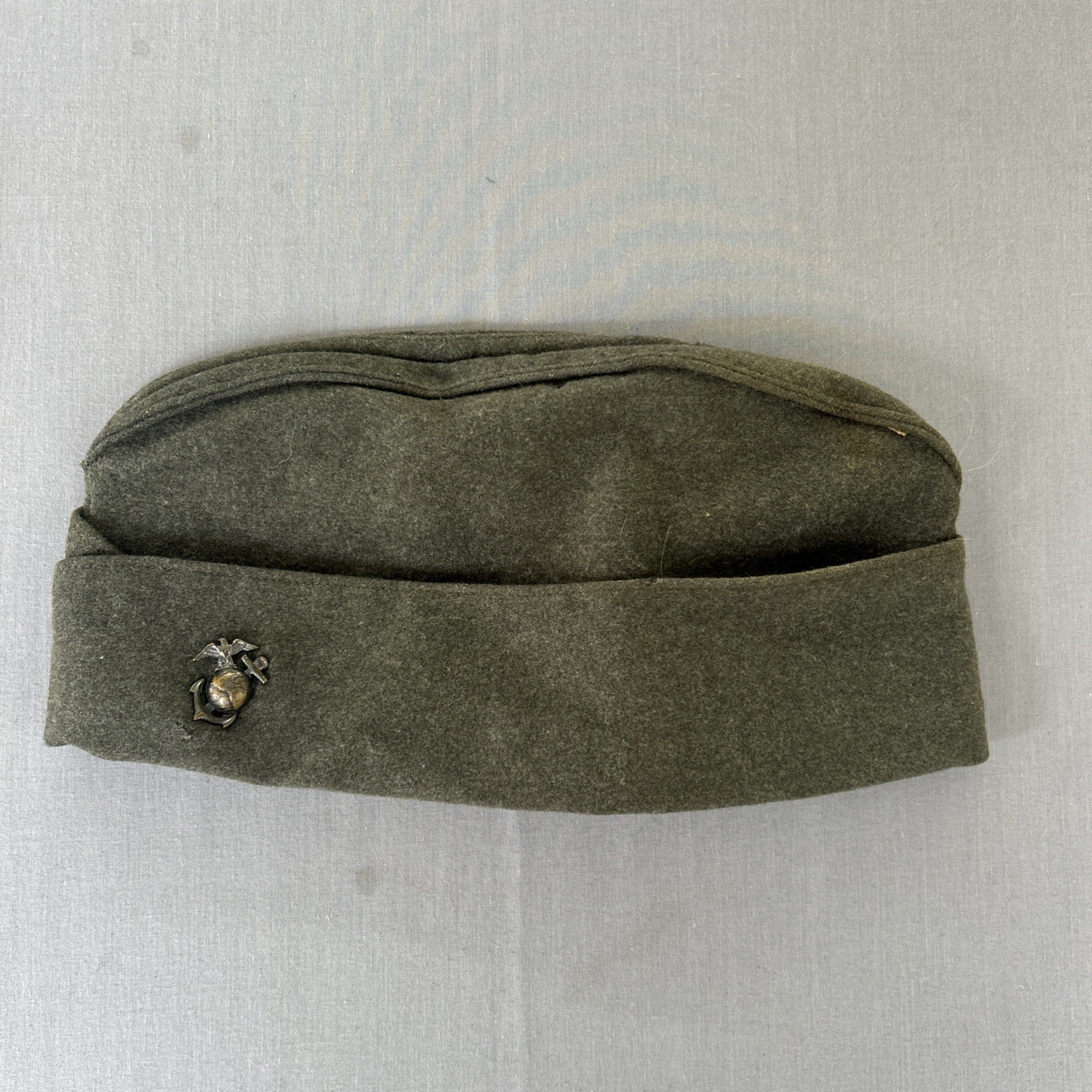 Vintage USMC Marine Corps Wool Garrison Cap EGA WWII Korean War Era Piss Cutter
