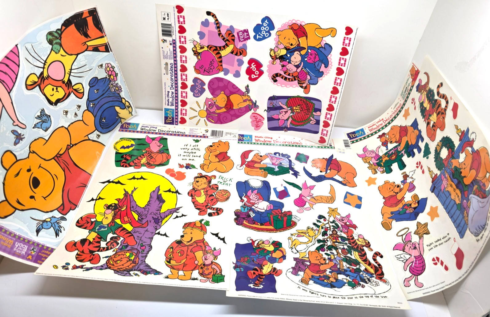 Vintage Winnie The Pooh Static Cling Vinyl Window Decorations Lot Seasonal