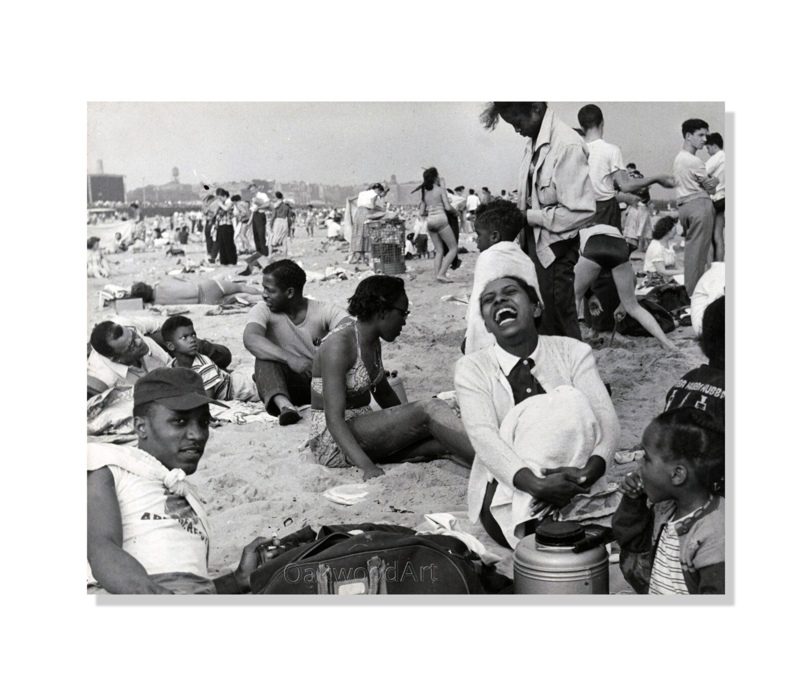 1950s Crowded New York City Beach Scene, Family Fun, Vintage Photo Reprint 1950s Crowded New York City Beach Scene, Family Fun, Vintage Photo Reprint