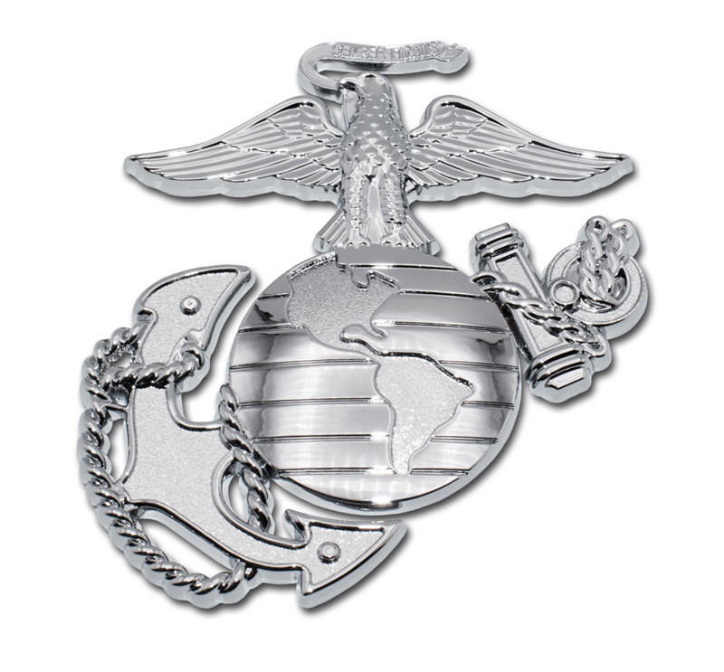 MARINE CORPS 3X3 INCH EGA CHROME MEDALLION EMBLEM MADE IN USA 